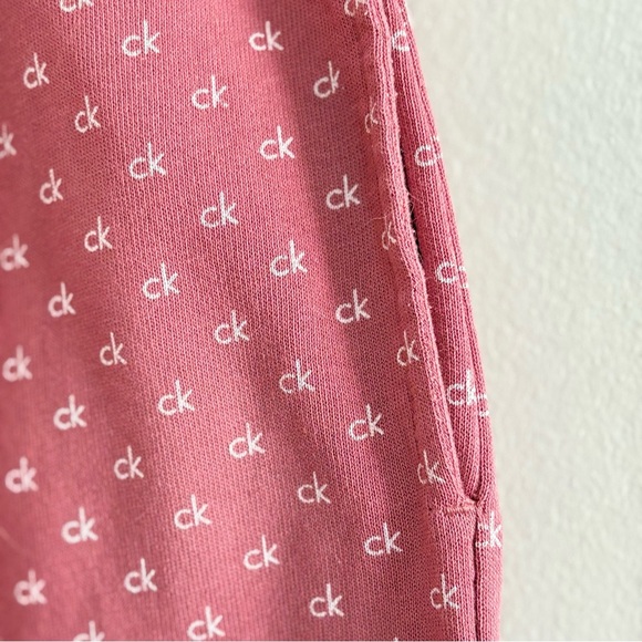 Calvin Klein Pink CK Pattern Cotton Cuffed Joggers - Picture 7 of 16